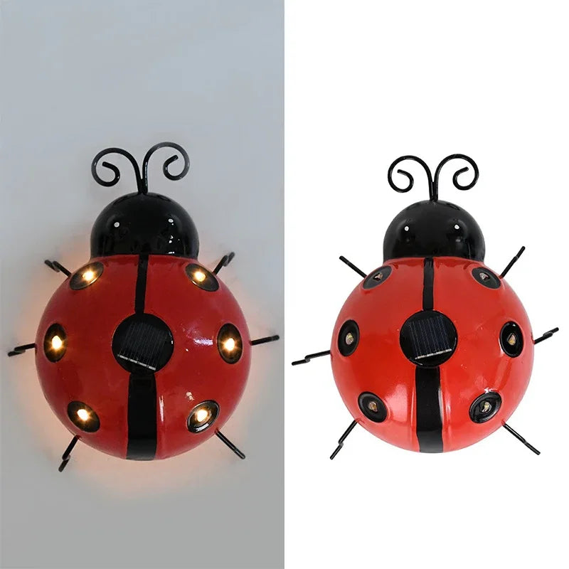 Outdoor Solar Ladybug Lamp Waterproof Garden Statue Wall Hanging Light Powered Light for Garden Outdoor Decetion LED Solar Lamp
