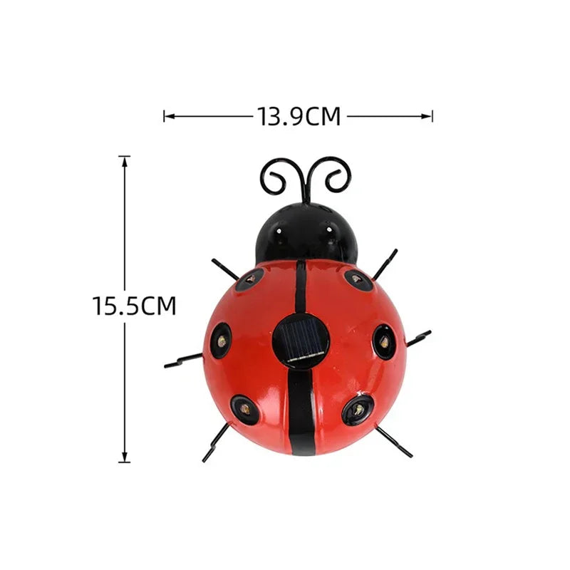Outdoor Solar Ladybug Lamp Waterproof Garden Statue Wall Hanging Light Powered Light for Garden Outdoor Decetion LED Solar Lamp
