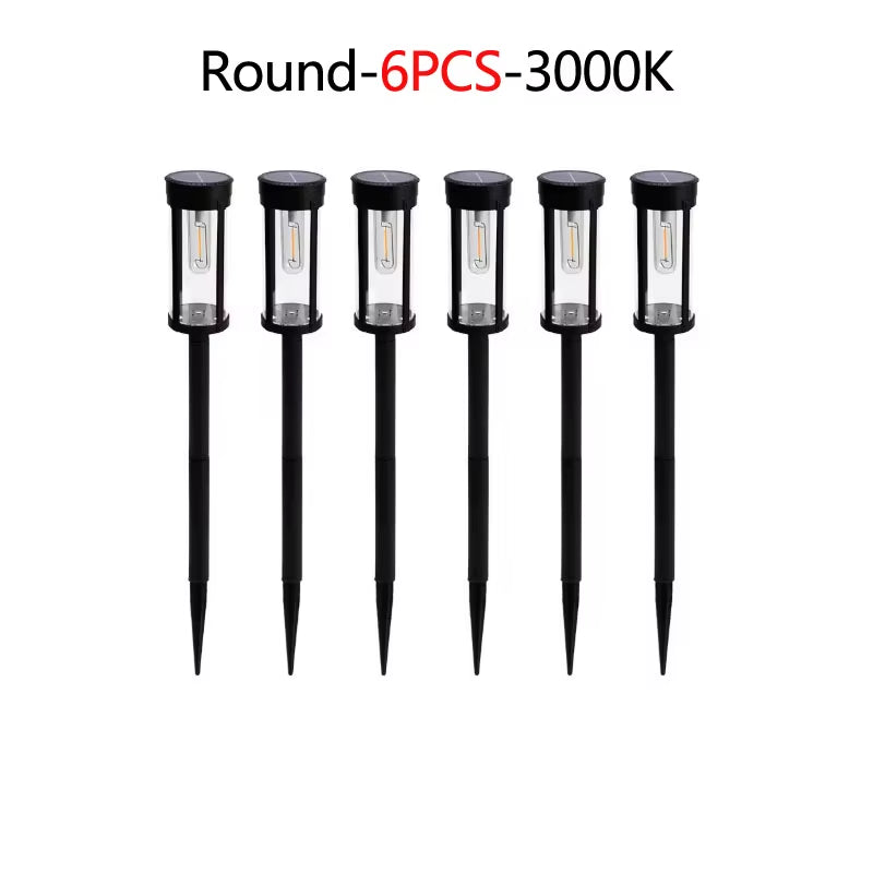 2/4/6Pcs Retro Solar Pathway Warm Lights Outdoor Waterproof Garden Incandescent Bulb for Walkway Yard Backyard Landscape Decor