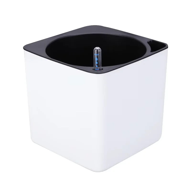 Self Watering Planter White Flower Pot with Water Level Indicator Self Watering Plant Pot Modern Decorative Bonsai Pot