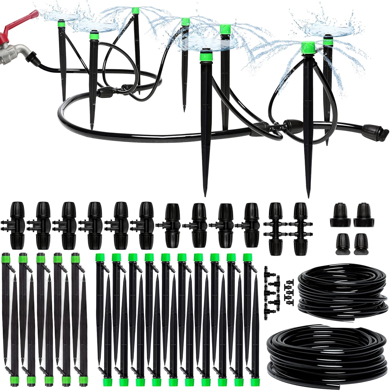 DIY Drip Irrigation System kit with tubing and emitters