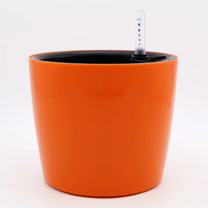 Self Watering Planter White Flower Pot with Water Level Indicator Self Watering Plant Pot Modern Decorative Bonsai Pot