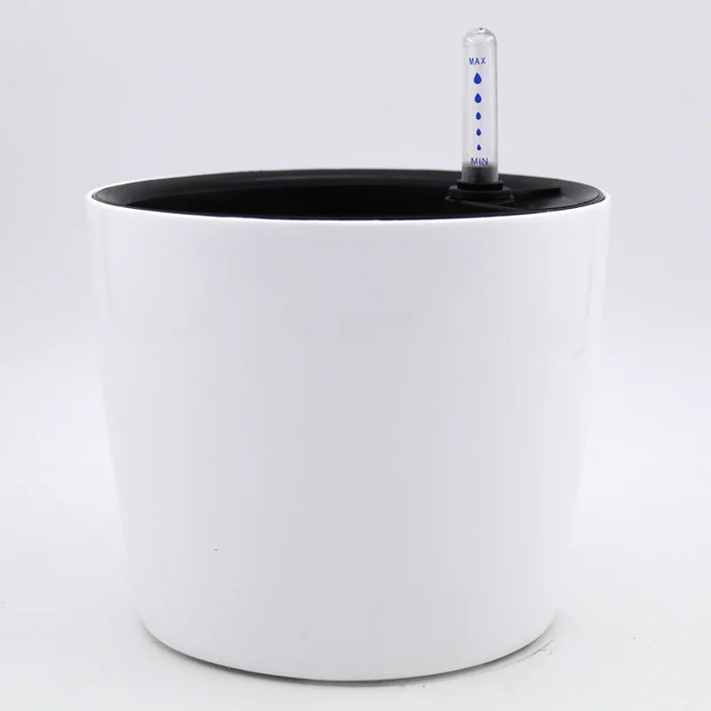 Self Watering Planter White Flower Pot with Water Level Indicator Self Watering Plant Pot Modern Decorative Bonsai Pot