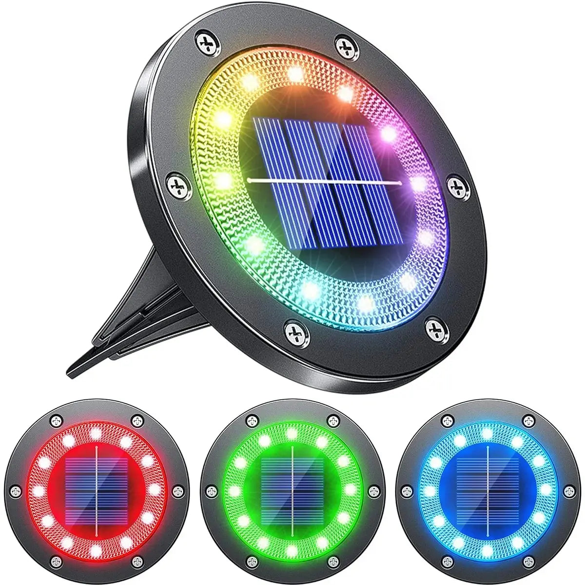 Solar Ground Lights Outdoor 12LED Solar Lights Waterproof Solar Garden Lights for Pathway Yard Halloween Christmas Decorations