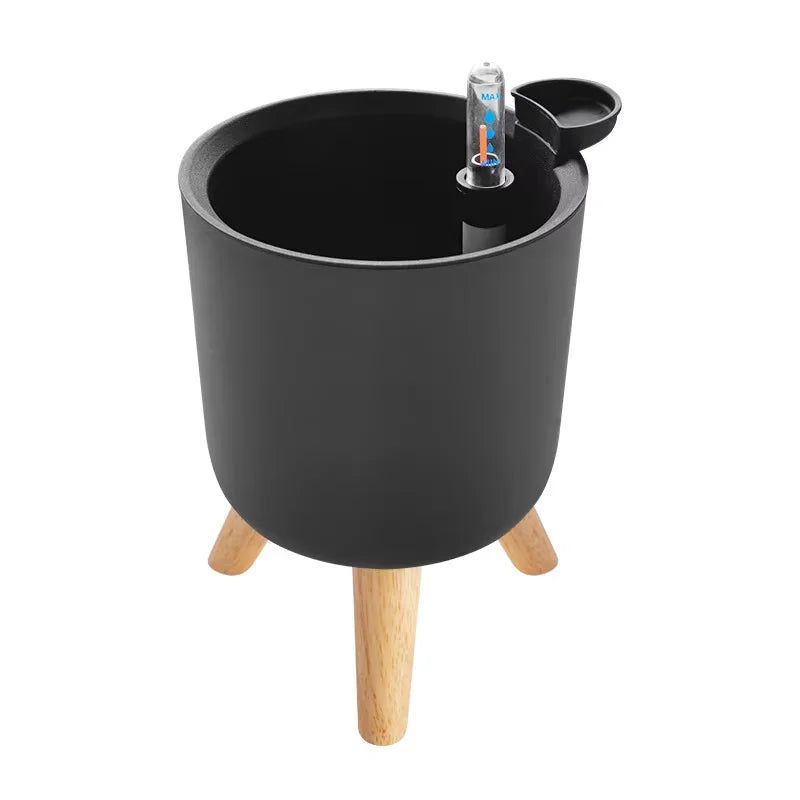 Self Watering Planter White Flower Pot with Water Level Indicator Self Watering Plant Pot Modern Decorative Bonsai Pot