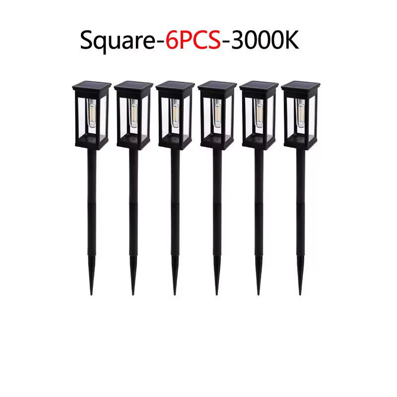 2/4/6Pcs Retro Solar Pathway Warm Lights Outdoor Waterproof Garden Incandescent Bulb for Walkway Yard Backyard Landscape Decor