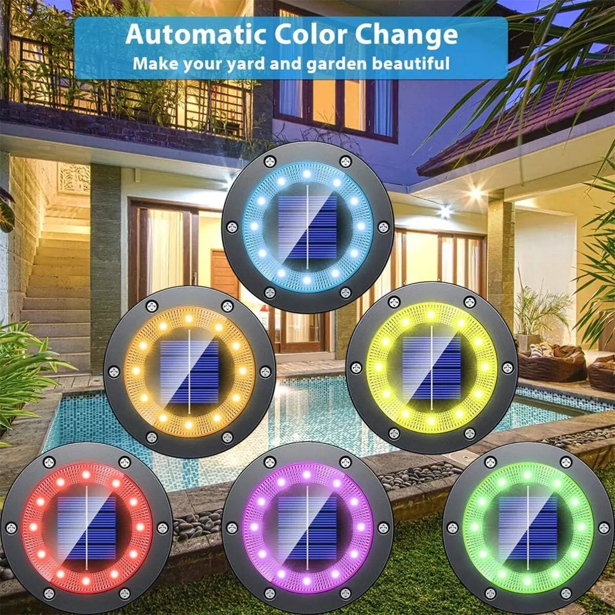 Solar Ground Lights Outdoor 12LED Solar Lights Waterproof Solar Garden Lights for Pathway Yard Halloween Christmas Decorations