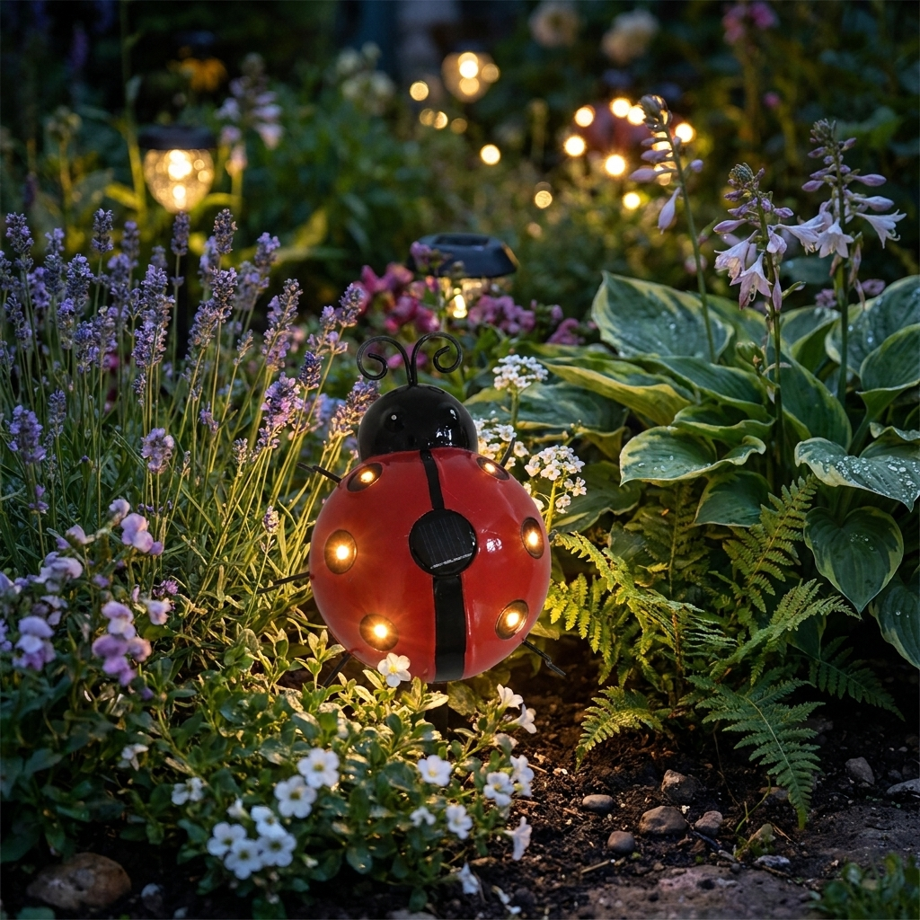 Solar Ladybug Garden Light – Waterproof Outdoor LED Statue Lamp