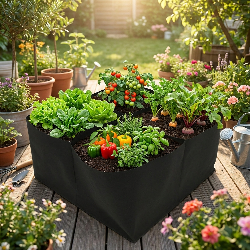 Garden Raised Planting Bed – 4/8 Grid Vegetable Grow Bag with Reinforced Frame